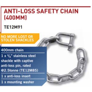 "Stainless Steel Safety Chain with Shackle and Washer for CM Trailers"