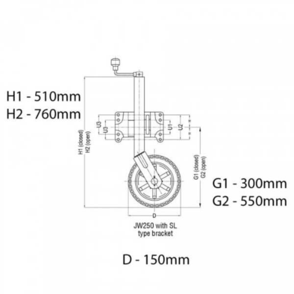 Alko 626200 Jockey Wheel 150mm with Large Swivel Mount | Heavy Duty Trailer Stabilizer