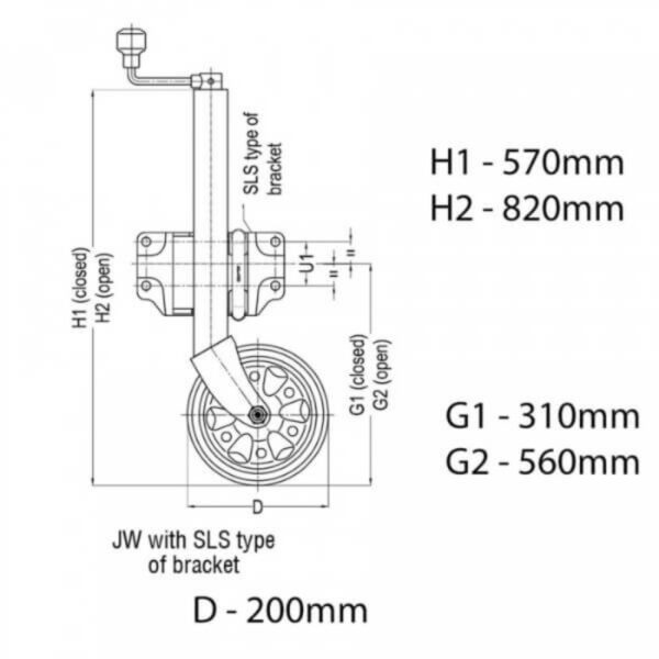 "200mm Alko Jockey Wheel with Swivel Bolt/Weld Mount for Trailers"