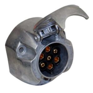 "Trailparts 7 Pin Round Socket: Durable B8 Alloy Socket for Trailers"