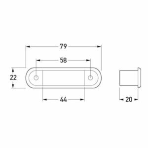 "Hella White Rectangular Narrow Rim Lamp with Clear Lens"