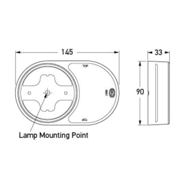 "Hella Red Reflex Retro Base: Horizontal or Vertical Mounting Options"