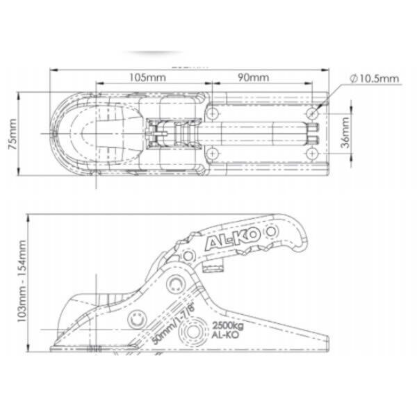 "2500KG ALKO Coupling Lever Multifit - Heavy Duty Connector for Secure Towing"