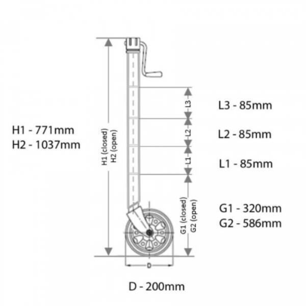 "Premium 8" Jockey Wheel Side Wind with Clamp 628500 | ALKO Genuine