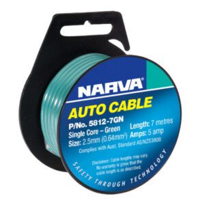 "Narva 2.5mm Single Core Cable - 7M Green - High Quality & Durable"