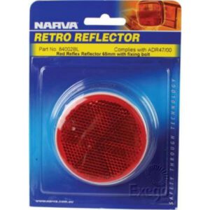 "Narva 84002Bl Retro Reflector 65mm Diameter with Fixing Bolt Red - Enhance Visibility & Safety"