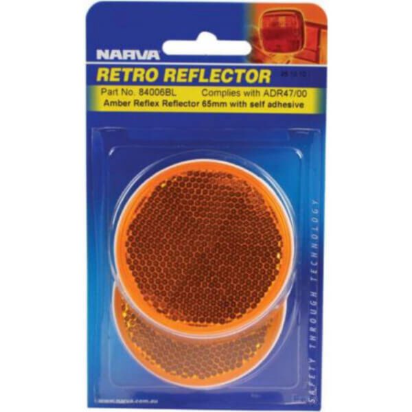 "Amber 65mm Diameter Narva 84006Bl Retro Reflector with Fixing Bolt"