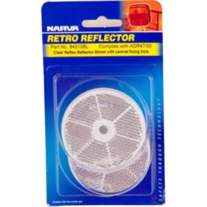 "2 Pack Narva Retro Reflector - 60mm Round, Clear - Enhance Visibility & Safety"