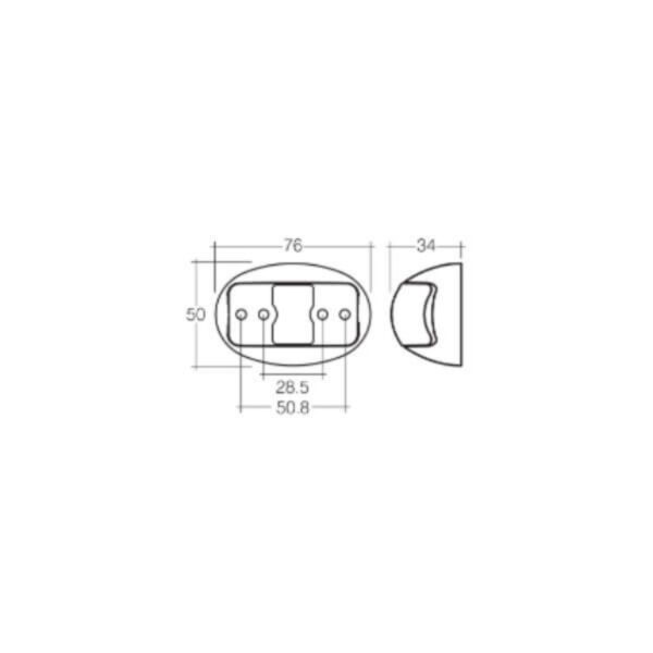 Narva 91607 9-33V L.E.D Side Marker Lamp (Red/Amber) with Vinyl Grommet & 0.5M Cable