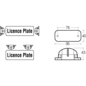 "Narva 91680 9-33V 3 L.E.D Licence Plate Lamp in Low Profile Black Housing & 0.5M Cable"