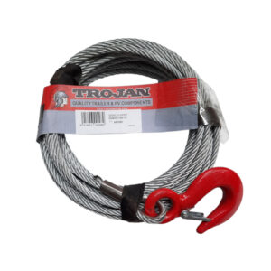 Trojan T491090 Winch - Wire Rope & Drop Forged Hook 1500Kg